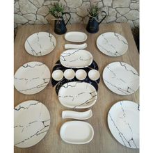 Keramika Mermer Desen 16 Parça 6 Kişilik Kahvaltı Takımı
