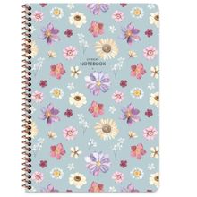 Keskin Color Çiçek Spiralli Mavi Karton Kapak 80 Yaprak A4 Kareli Defter