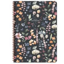 Keskin Color Çiçek Spiralli Siyah Karton Kapak 80 Yaprak A4 Çizgili Defter