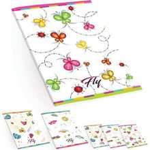 Keskin Color Kelebek Desenli Fly A4 60 Yaprak Plastik Kapak Kareli Defter