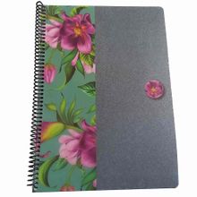 Keskin Color Uni Flowers A4 100 Yaprak Kareli Plastik Kapak Çiçek Gri Spiralli Defter