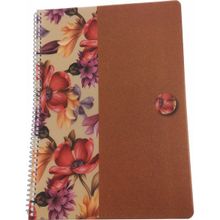 Keskin Color Uni Flowers A4 80 Yaprak Çizgili Plastik Kapak Çiçek Kahverengi Spiralli Defter