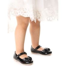 Kiko Kids Ege 204 Rugan Siyah Taşlı Cırtlı Fiyonklu Kız Çocuk Babet