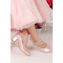 Kiko Kids Kiko 750 Pudra Vakko Günlük 4 cm Topuk Kız Çocuk Babet