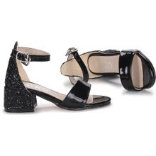 Kiko Kids Kiko 768 Siyah Ayna Çam 3 cm Topuk Günlük Kız Çocuk Sandalet