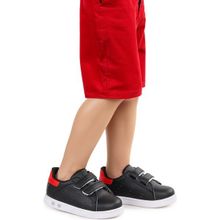 Kiko Kids Royzo Cırtlı Işıklı Siyah Kırmızı Erkek Bebek Spor Ayakkabı