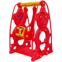 King Kids Sevimli Teddy Kırmızı Yeşil Plastik Salıncak