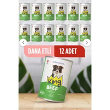 King Sos İçerisinde Et Parçacıklı Dana Etli 12x400 gr Köpek Konservesi
