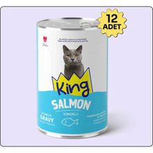 King Sos İçerisinde Et Parçacıklı Somonlu 12x400 gr Kedi Konservesi