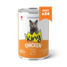 King Sos İçerisinde Et Parçacıklı Tavuklu 24x400 gr Kedi Konservesi