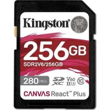 Kingston SDR2V6-256GB Canvas React Plus SDXC UHS-LI 280R-150 W U3 V60 For Full HD 4K SD Hafıza Kartı