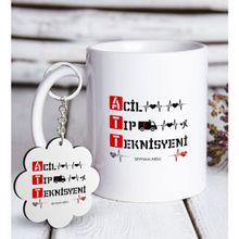Kişiye Özel Anahtarlık ve Mesleki Acil Tıp Teknisyeni Beyaz Kupa
