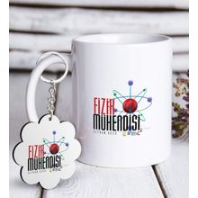 Kişiye Özel Anahtarlık ve Mesleki Fizik Mühendisi Beyaz Kupa