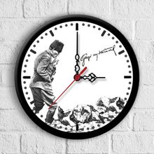 Kişiye Özel Atatürk Tasarımlı 30 cm 4 Ahşap Duvar Saati