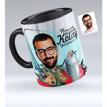 Kişiye Özel Bay Balıkçı Karikatürlü Siyah 1 Kupa Bardak