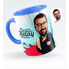 Kişiye Özel Bay Hakim Karikatürlü Mavi 1 Kupa Bardak
