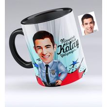 Kişiye Özel Bay Polis Karikatürlü Siyah 1 Kupa Bardak