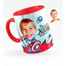 Kişiye Özel Erkek Çocuk Karikatürlü Kırmızı 2 Kupa Bardak