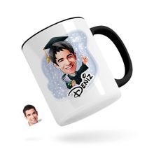 Kişiye Özel Erkek Mezun Karikatürlü Siyah Kupa Bardak