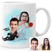Kişiye Özel Evleniyoruz Karikatür Beyaz 2 Kupa Bardak