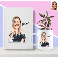 Kişiye Özel Kadın Moda İkonu Karikatürlü Beyaz Kupa