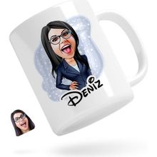 Kişiye Özel Kadın Patron Karikatürlü Beyaz Kupa
