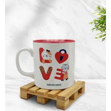 Kişiye Özel Love Tasarımlı İçi Kırmızı Renkli Model 1 Kupa