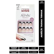 Kiss Acrylic Takma Tırnak Oval Siyah French