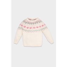 Kız Bebek Regular Fit Bisiklet Yaka Romantik Baskılı Kazak