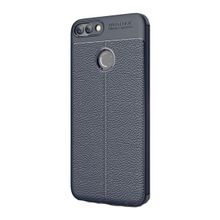 Kny Huawei P Smart Deri Desenli Lux Niss Silikon Lacivert Kılıf