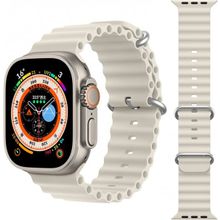 KNY KRD-75 Apple Watch Ultra Krem 49 mm İçin Renkli Silikon Kayış