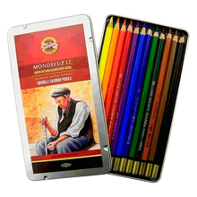 Koh-i Noor Mondeluz Aquarell 12'li Metal Kutu Kuru Boya Kalemi