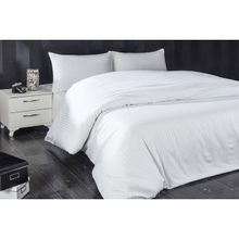 Komfort Home Çizgili Pamuk Saten Beyaz Çift Kişilik Nevresim Takımı