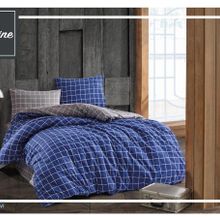 Komfort Home Ekose Ranforce Mavi Tek Kişilik Nevresim Takım
