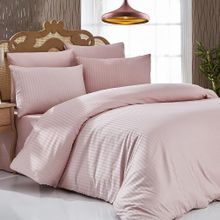 Komfort Home Pudra 2 Adet Çizgili Pamuk Saten Yastık Kılıfı