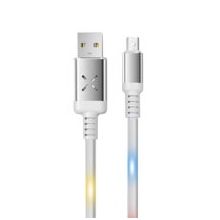 Konfulon DC-09 Ses Duyarlı Işıklı Beyaz 1 mt 2A Micro USB Kablo