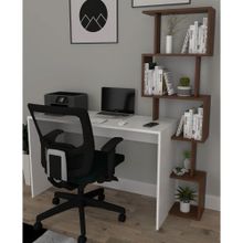 Koordinat Mobilya Beyaz Ceviz 120x50 Pratik Kitaplıklı Çalışma Masası