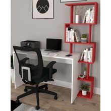 Koordinat Mobilya Beyaz Kırmızı 120x50 Pratik Kitaplıklı Çalışma Masası