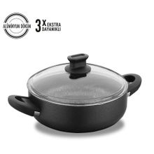 KORKMAZ A2877 Siyah Lina Kısa Tencere 24x7 cm 2.7 litre