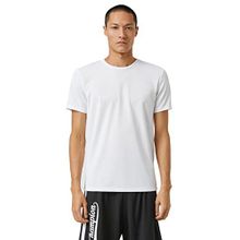Koton 000 Beyaz Basic Spor Geometrik Baskılı Bisiklet Yaka Erkek T-shirt