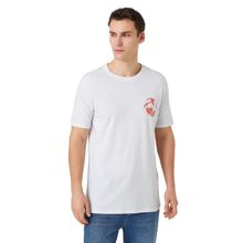 Koton 000 Erkek Beyaz Bisiklet Yaka Tişört Palmiye Baskılı Kısa Kollu T-shirt