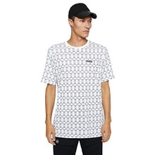 Koton 0D0 Erkek Beyaz Desenli Basic Bisiklet Yaka Slogan Baskılı Geometrik Desenli T-shirt
