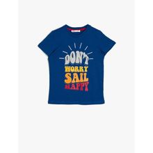 Koton 0YKB16257OK886 Slogan Baskılı Pamuklu Kısa Kollu Bisiklet Yaka Erkek Çocuk T-Shirt