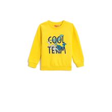 Koton 151 Erkek Bebek Sarı Dinozor Baskılı Uzun Kollu Bisiklet Yaka Sweatshirt