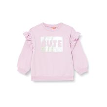 Koton 370 Kız Bebek Lila Fırfırlı Baskılı Uzun Kollu Bisiklet Yaka Şardonlu Sweatshirt