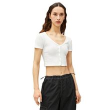 Koton 3SAL10059IK002 Ekru Kadın Crop T-Shirt
