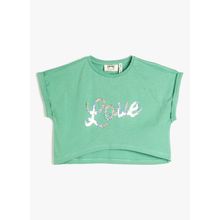 Koton 3SKG10037AK Yeşil Baskılı Kız Çocuk T-Shirt