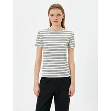 Koton 4SAK50133EK Siyah Çizgili Kadın T-shirt