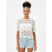 Koton 4SAL10186IK Ekru Kadın T-shirt