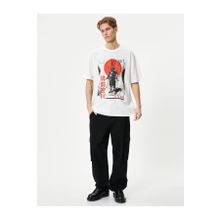 Koton 4SAM10019HK 000 Beyaz Pamuk Jersey Kısa Kollu Erkek T-shirt